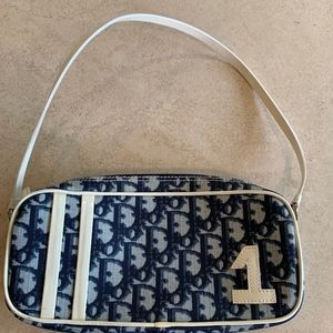 Christian Dior Monogram Canvas Shoulder Bag, Blue.